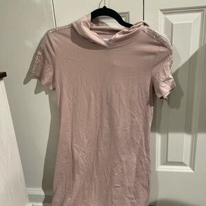 Calvin Klein Blush Mini Dress with Embellished Shoulders
